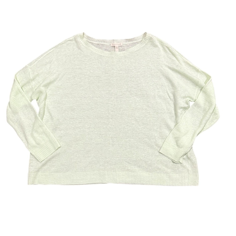 Eileen Fisher Sweater Womens Small Lime Organic Linen Cotton Pullover